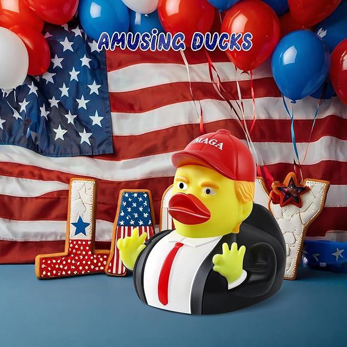Large President Rubber Duck, 3.5 inch Patriotic Duck for Jeep Ducking, Jeep Duck Bath Toy for Election, Memorial Day 2025 Gifts for Kids Adults Car Dashboard Decorations