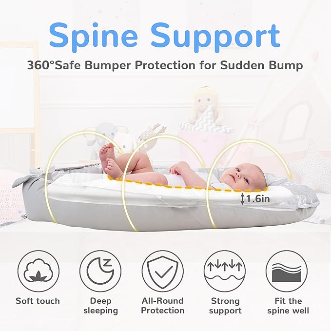Viviland Baby Lounger Snuggle Me Lounger Fits 0-24 Months Newborn Infant Babies, White Feather