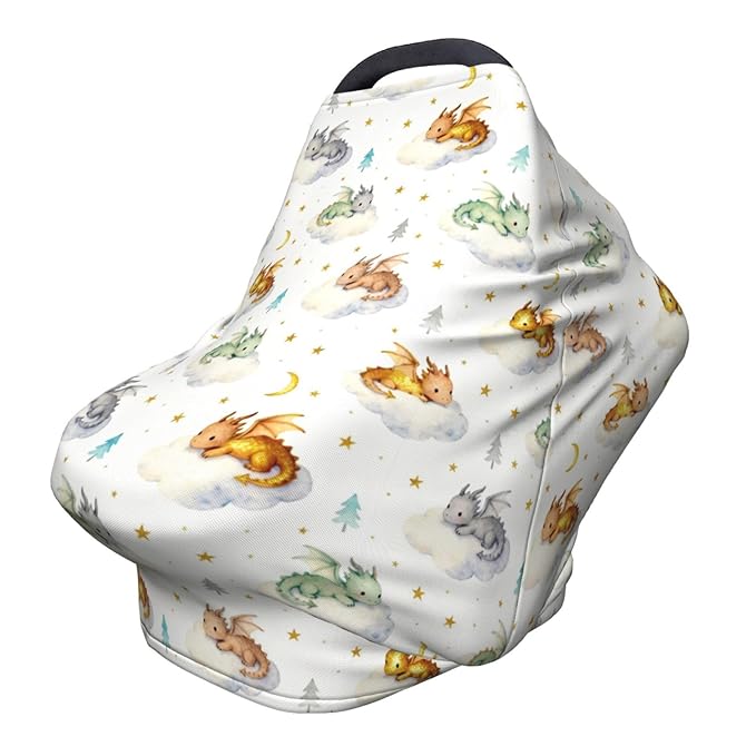 Cute Dragon Car Seat Covers Baby Multi-Use Car Seat Canopy Carrier Cover, Breathable Breastfeeding Cover Boys & Girls