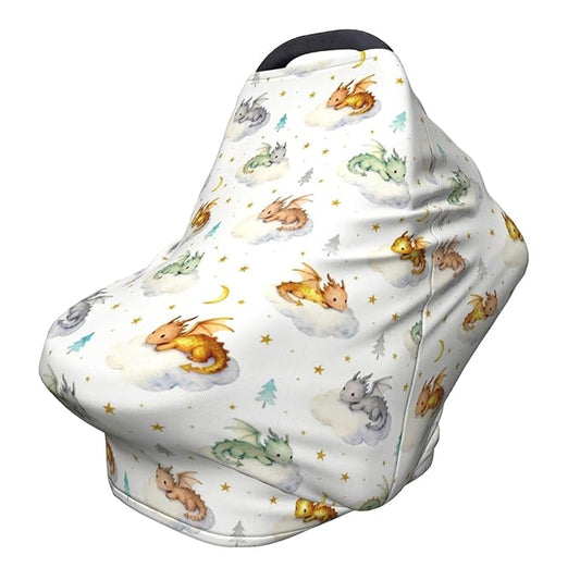Cute Dragon Car Seat Covers Baby Multi-Use Car Seat Canopy Carrier Cover, Breathable Breastfeeding Cover Boys & Girls