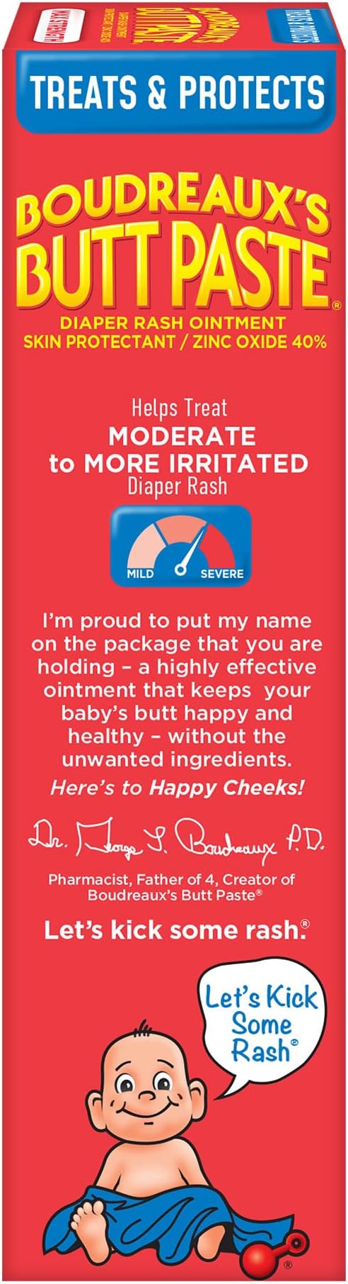 Boudreaux's Butt Paste Maximum Strength Diaper Rash Ointment, 4 Ounce , (Pack of 3)