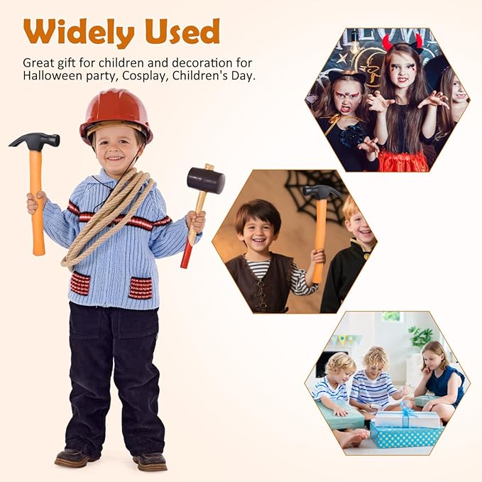 BESTOYARD Hammer Toy Funny Rubber for Boys & Girl Halloween Party Props, Cosplay Accessories, Educational Dress-up Fake Pounding Mallet for Toddler Kids Performance Props
