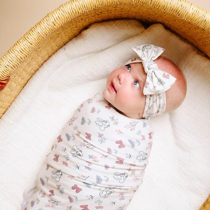 Copper Pearl Baby Stretchy Soft Knit Headband Bow Minnie Mouse's Bowquet