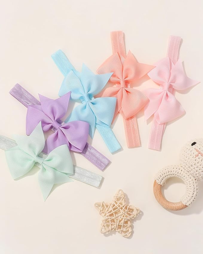 jollybows 40pcs Baby Girls Hair Bows Headbands Grosgrain Ribbon Hair Band Accessories for Infants Newborn Toddler (4In)