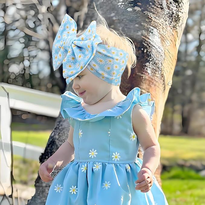 Daisy Baby Bow for Girls Blue Headbands for Baby Girl Hair Bow Accessories Summer Outfits for Infants Toddlers Hair Accessory