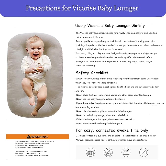 Baby Lounger 0-24 Months 100% Cotton-Snuggle Cozy Me Lounger,Soft & Breathable Baby Lounger for Newborn Play Mat,Infant Babies Essentials Gifts,Apricot(Lounger Cover Included)