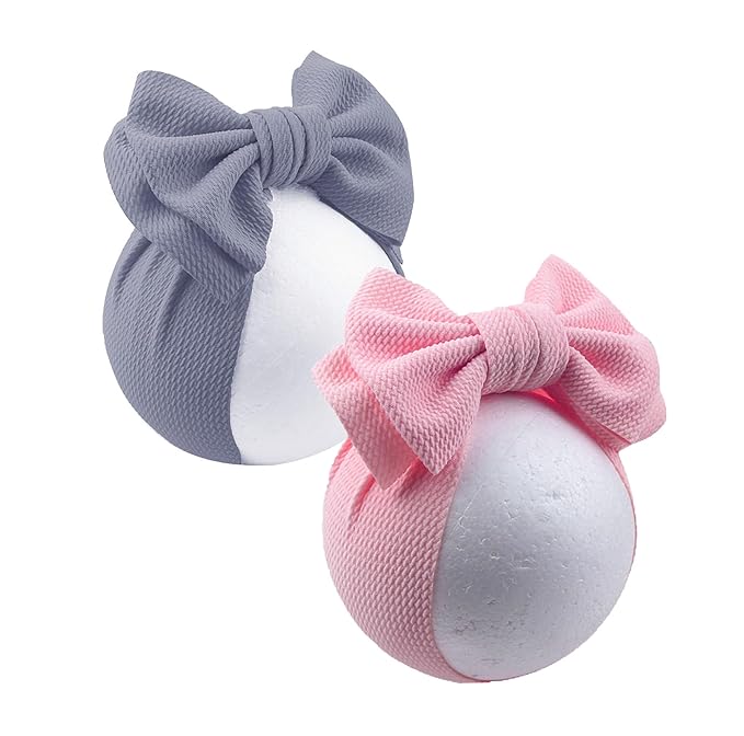 Bows for Baby Girls Headband, Newborn Bows Headbands Baby Hair Bows Hairbands Hair Accessories.(FD104-Pink Gray)