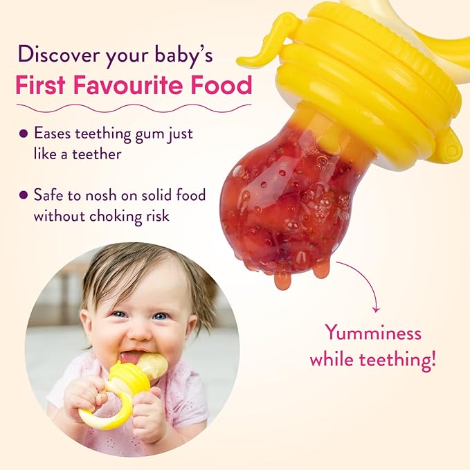 NatureBond Baby Food/Fruit Feeder (2 Pack) and Silicone Baby Bibs (Set of 2 w/Carry Pouch) Bundle