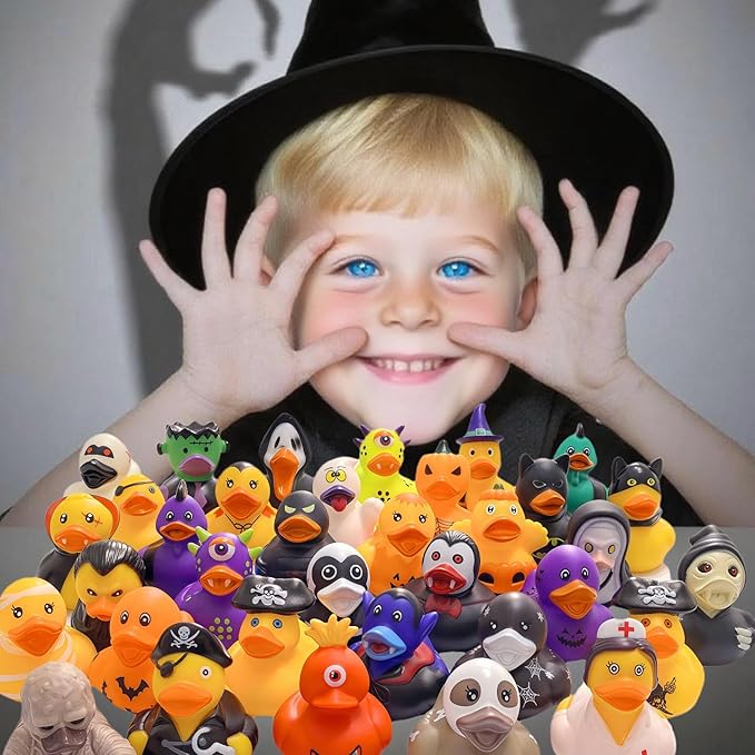 36 PCS Halloween Rubber Ducks in Bulk, Halloween Ducks for Jeep Ducking - Assorted 2" Halloween Themed Duckies | Kids Party Favors, Trick or Treat Gifts, Gift Exchange, Cruise Ducks,Bath Toys