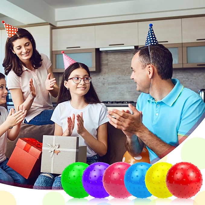 12PCS Bouncy Balls for Kids Toddlers, 7 Inch Sensory Balls Spiky Massage Stress Ball Bulk with Air Pump, Indoor Outdoor Sports Sensory Toys & Party Favors (6Colors)