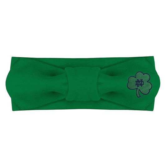Creative Knitwear Notre Dame Fighting Irish Infant Girls Kelly Striped Hair Knot Headband Embroidered Logo - Size Newborn - 4T