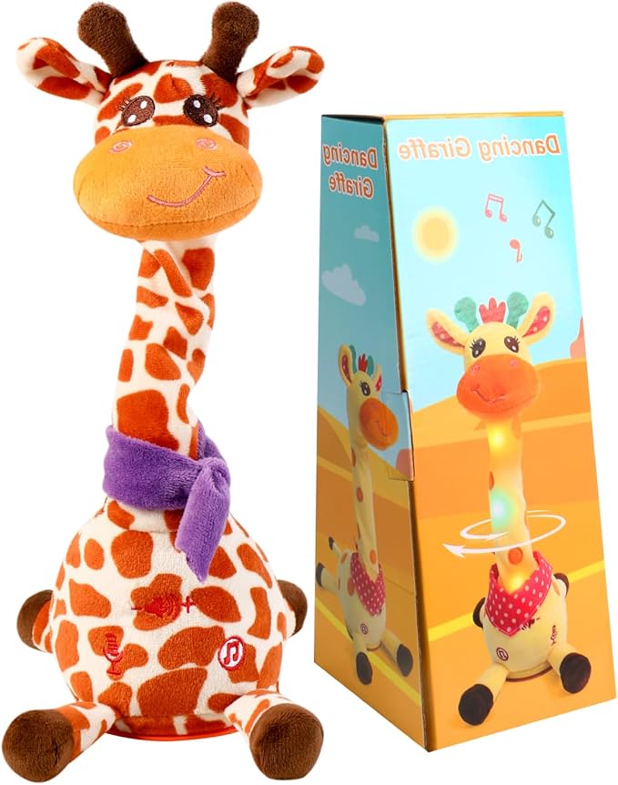 Dancing Talking Giraffe Plush Toy, Funny Singing Recording & Repeating Musical Giraffe, Unique Valentine's Day Gift for Girlfriend Boyfriend, Interactive Fun for Baby Toddlers Kids(Spot)