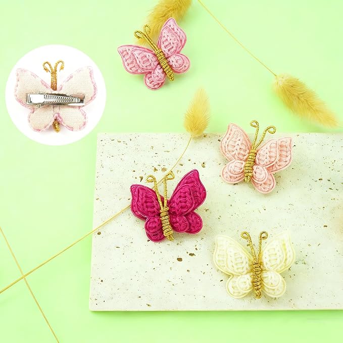 Colorful Crochet Butterfly Alligator Hair Clips Soft Hair Clips Infant Hair Baby Bows Clip for Toddler Teen Baby Girls (10 Packs)
