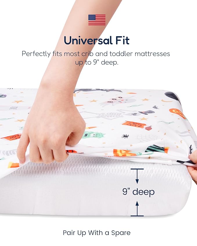 Premium Soft Christmas Crib Sheet Fitted, Super Stretchy Jersey Christmas Crib Sheets for Boys, Silky Comfort Crib Mattress Sheet 2 Pack, X-Mas Dinosaur & Christmas Deco