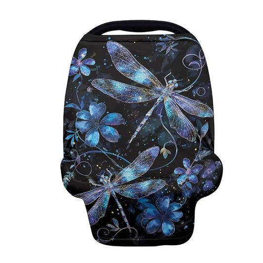 AFPANQZ Dragonfly Nursing Cover Breastfeeding Covers Stretchy Babies Car Seat Cover Gender Neutral Soft Breathable Infant Carseat Canopy Shopping Cart Stroller Canopy for Baby