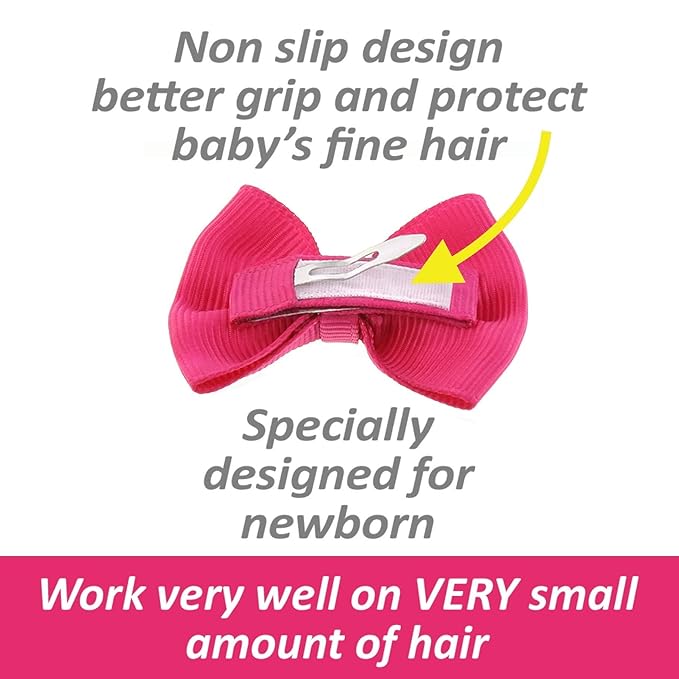Baby Girl Hair Bow Clips for Newborns Infants Non Slip Fine Hair Tiny Barrettes (Rose)