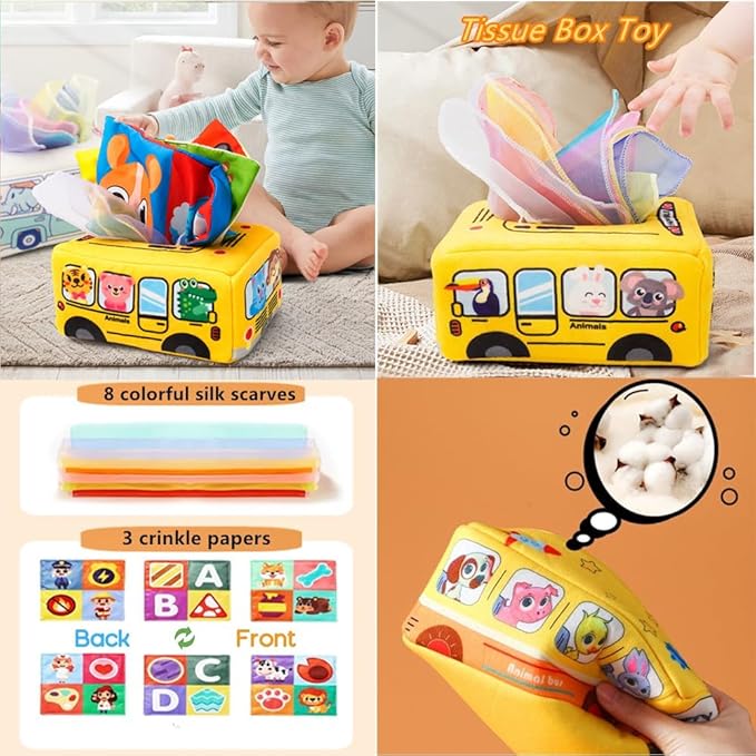 Baby Toys 6-12 Months, Montessori Toys for 1 Year Old, Silicone Pull String Teether Toy, Stacking Building Blocks Infant Toddler Toy 0-3, Shape Bin Sensory, Baby Boys&Girls Gifts Set