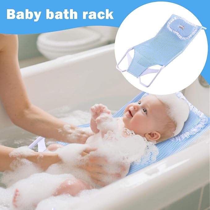Bathroom Shower Support Seat Pad 58x28x4.2 Cm Baby Bath Support Net PP and Mesh Adjustable Antiskid Bathing Net Cushion Comfortable Soft Cushion for 0-6 Months Old Toddler Girls