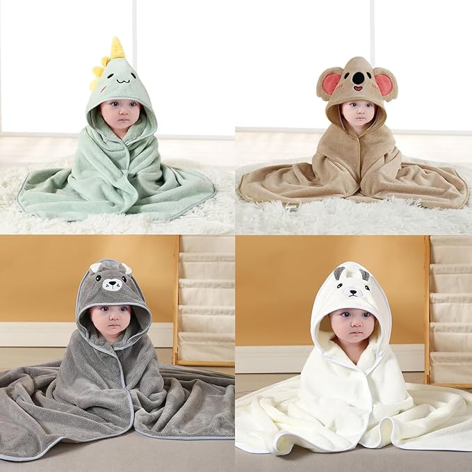 4 Pack Hooded Baby Towels - Premium Ultra Soft Organic Baby Bath Towel – Absorbent and Hypoallergenic Towels for Baby Boy Girl, Toddler, Newborn Essentials