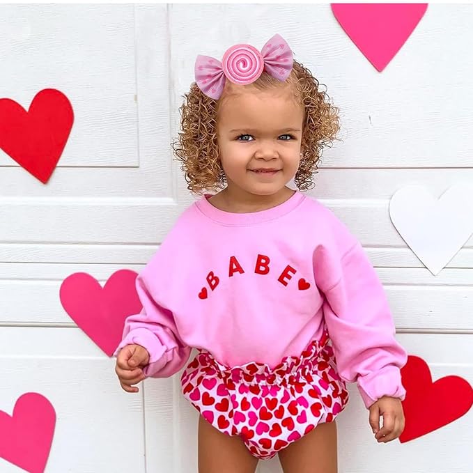 Valentines Heart Hair Clips Pink Candy Hair Barrettes Valentine's Day Ribbon Alligator Clips Sweet Hair Accessories for Girls Toddler