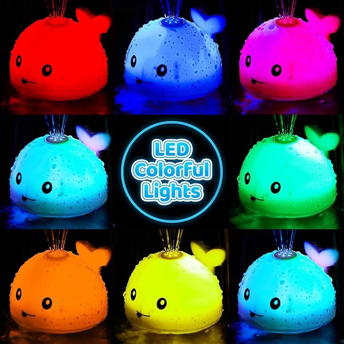 Baby Bath Toys for Kids Ages 1-3 & Babies 6-12 Months, Light Up Whale Sprinkler Summer Water Pool Toys for Infant Toddlers 1 2 3 Year Old Boys Girls Birthday Gifts Newborn Essentials