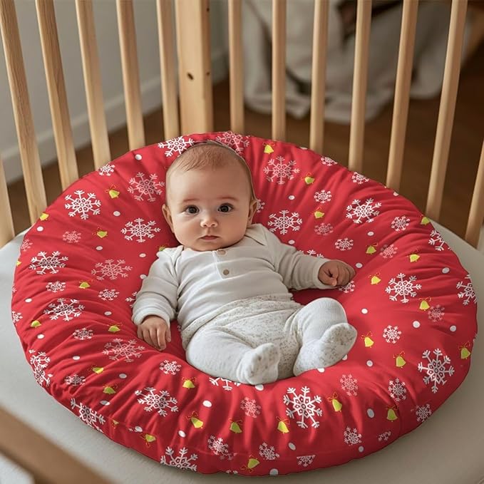 Red Snowflakes Baby Lounger Cover Removable Cover Ultra Soft Comfortable Lounger Slipcover Protector Cover for Infant Lounger Pillow Breathable and Washable Christmas Decor