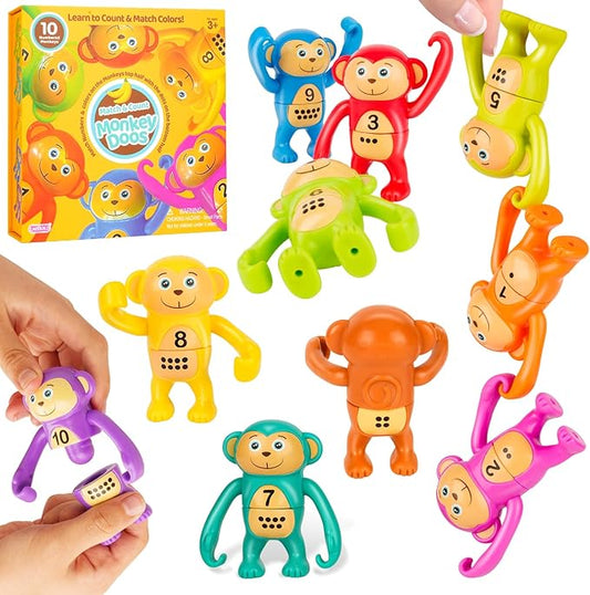 Monkey Doos 10-Piece Count & Match Toy – Educational Stacking Hanging Monkey for 18M+ to 10Y, Parent-Child Play, Decor & Stress Relief Fidget, Safe Preschool Gift
