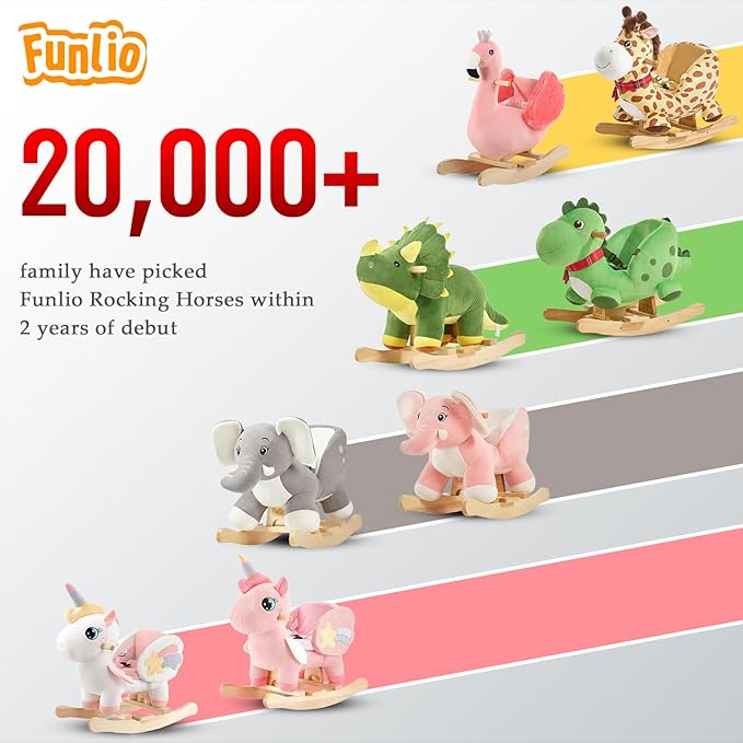 FUNLIO Flamingo Baby Rocking Horse for Toddlers 6 Months to 3 Years, Cute & Graceful Pink Swan Rocker for Baby Girl, Stuffed Plush Ride-on Rocking Animal, Easy to Assemble, CPC & CE Certified