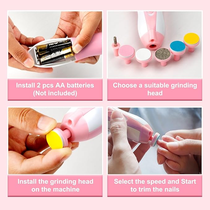 Qunlions life Baby Grooming Kit, Infant Safety Care Set with Hair Brush Comb Nail Clipper Nasal Aspirator,Baby Essentials Kit for Newborn Girls Boys, Pink-24- in-1