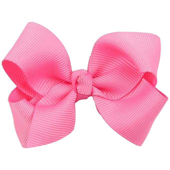 3 Inch Baby Girl Hair Bows Boutique Hair Clip Teens Toddlers Hairpin Headwear - Set of 2 (Deep Pink)