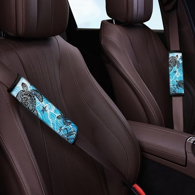 AFPANQZ 2 Pack Car Seat Belt Covers Sea Turtle Car Safety Seatbelt Pad Cushion Adjustable Universal for Most Car Laptop Backpack Luggage Bag Straps Shoulder Pad