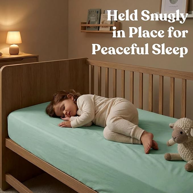 Comfort Baby Crib Sheets: Soft Fitted Crib Sheet That Stays Put, Universal Fit for 28x52 Crib Mattresses, Hypoallergenic with a Calming Effect for Boys & Girls, 2-Pack (Sage & Dusty Blue)