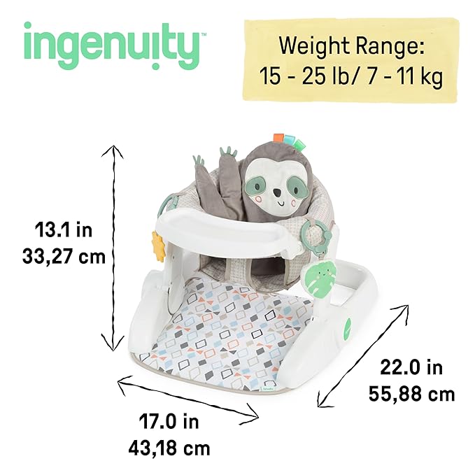 Ingenuity Prop Spot Learn-to-Sit Floor Seat for Baby, Removable Tray, 2 Linkable Toys, Tummy Time Mat, Unisex, for Ages 4-12 Months - Loni