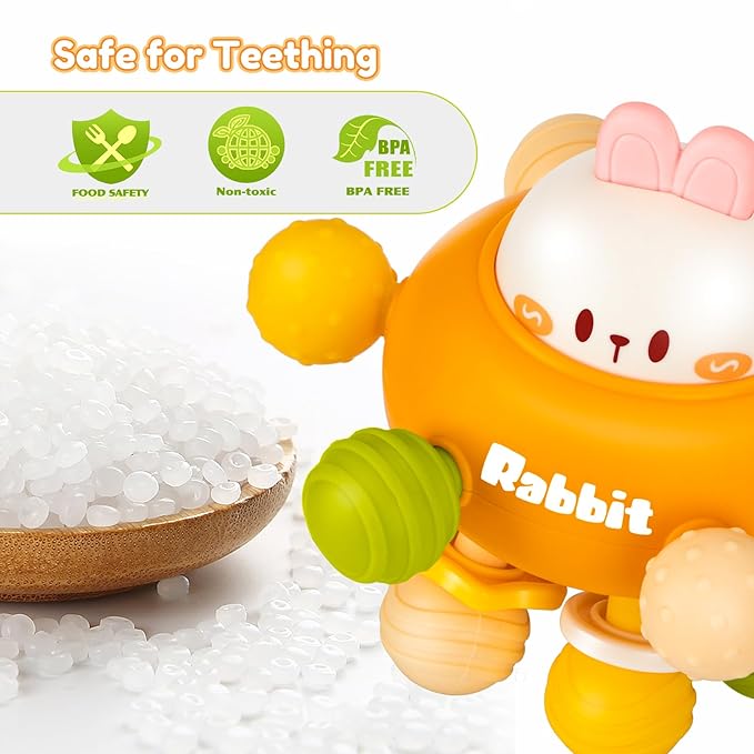 TOHIBEE Baby Teething Toys, Montessori Sensory Teether & Rattle for 0-12 Months, Orange Silicone, Perfect for Boys & Girls