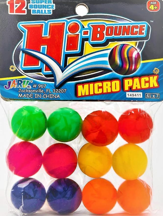2CHILL Super Hi Bounce Bouncy Balls (12 Balls Assorted Style) JA-RU Small Toys Party Favors Racketball Kids Prize Giveaways Gift Toy Bouncy Balls for Kids Ball Gift Set. 967