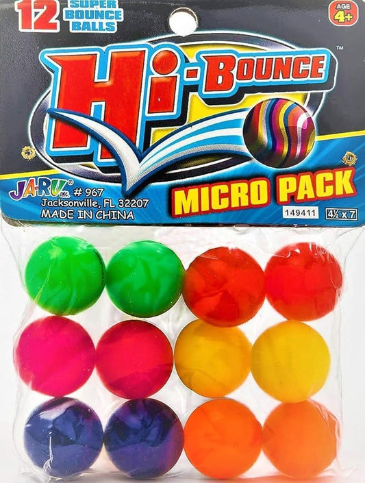 2CHILL Super Hi Bounce Bouncy Balls (12 Balls Assorted Style) JA-RU Small Toys Party Favors Racketball Kids Prize Giveaways Gift Toy Bouncy Balls for Kids Ball Gift Set. 967
