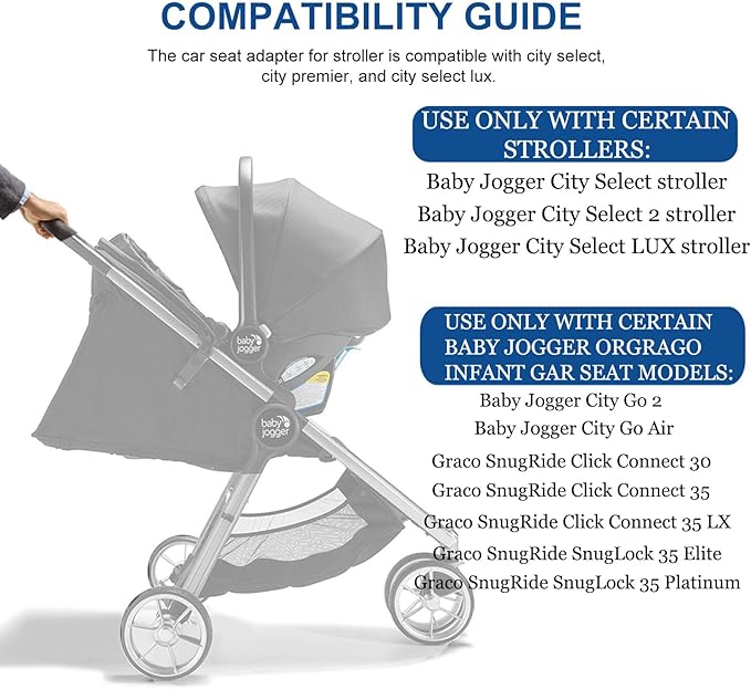 Car Seat Adapter for Stroller Compatible with Baby Jogger City Select, City Select 2, or City Select LUX Stroller Accessories Car Seat Adapter for Stroller (Black)