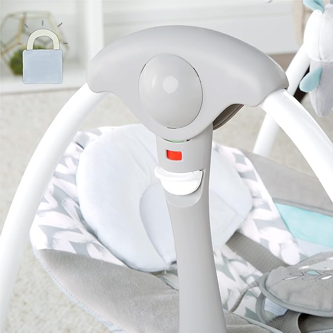 Ingenuity ConvertMe 2-in-1 Compact Portable Automatic Baby Swing & Infant Seat, Battery-Powered Vibrations, Nature Sounds, 0-9 Months 6-20 lbs (Raylan)
