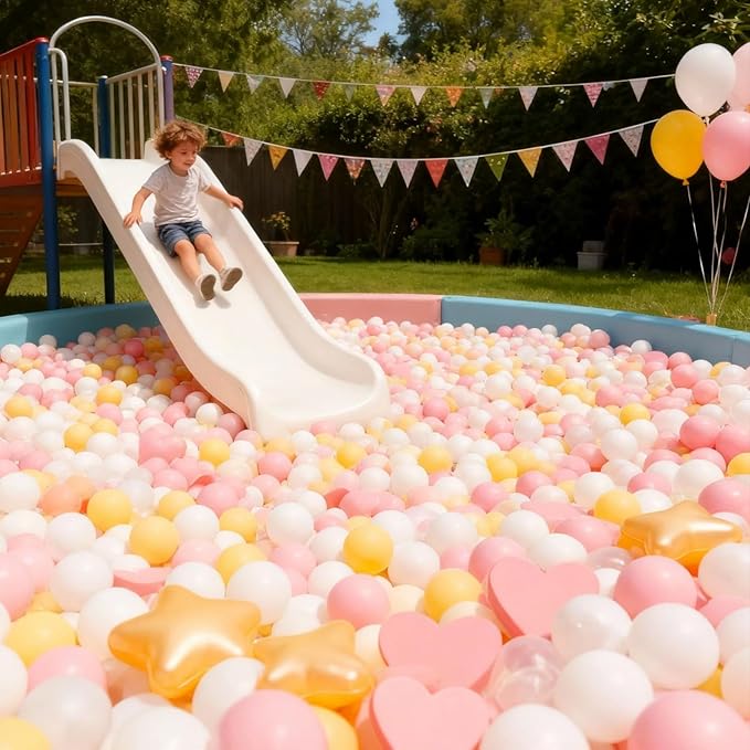 GOGOSO Ball Pit Balls,Plastics Balls for Ball Pit, Stars Hearts Shape for PastelBall for Toddlers Kids