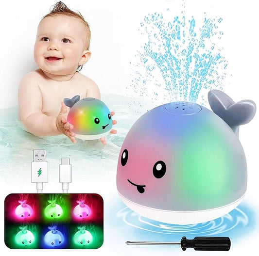 Toddla Whale Bath Toy Sprinkler - Water Pool Toys for Toddlers 1-3, Light Up Floating Baby Bath Toys, Birthday Gift for 1 2 3 4 5 Year Old Boys Girls,, Water Sensory Toys for Kids
