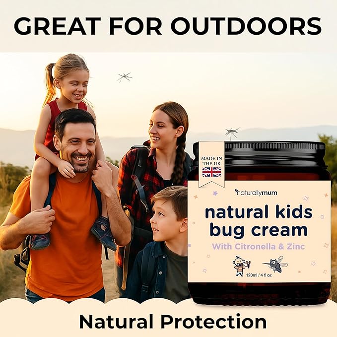 NaturallyMum – Bug Cream for Kids & Babies [NATURAL & SAFE] – Skin Soothing Cream with Zinc - For Outdoors – Made in UK