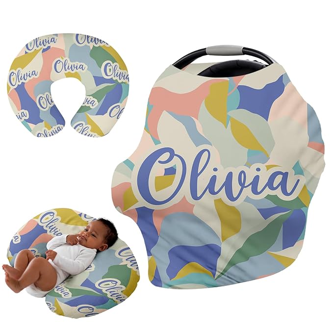 Personalised Car Seat Cover for Babies - Multi-use Carseat Canopy Cover with Name, Camouflage Car Seat Covers, Christmas Birthday Gifts for Infant Boys and Girls