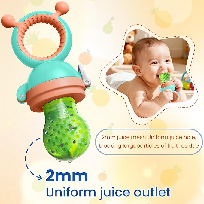 Baby Fruit Food Feeder Pacifier - Fresh Teething Pacifiers, 3 Different Size Silicone Pouch,Teethers for Babies 6-24Months, Baby Solid Food Essentials, Nutrition Feeder, BPA Free,1 Pice, Blue