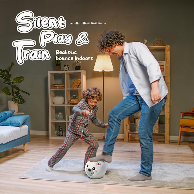VangeBow Silent Indoor Soccer Balls for Toddlers 1-3, Inflatable Soft Plush Baby Toddler Soccer Ball Toys Gifts for 1 2 3 4 5 Year Old Boy Girl First Birthday Gift (Polar Bear, Pump Include)