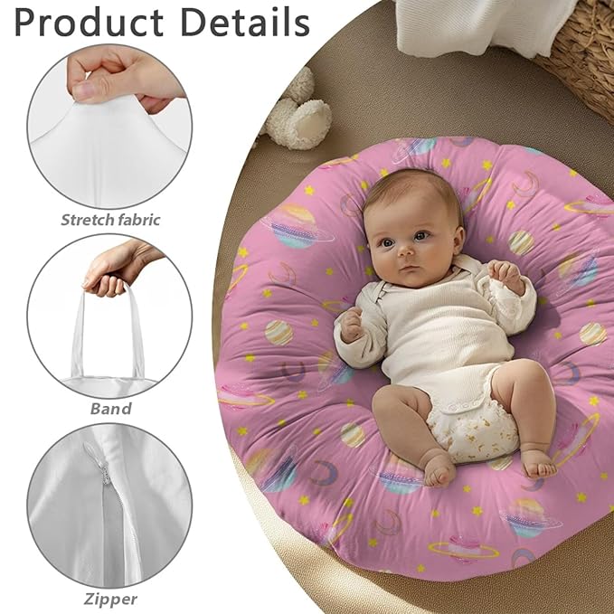 Cartoon Planets Newborn Lounger Cover Lounger Cover for Boys Girls Comfy Fit Infant Lounger for Baby, Infant Removable Slipcover Breathable and Washable
