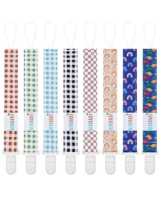 ALVABABY Pacifier Clips 8 Pack Pacifier Binky Paci Holder Leashes for Teethers 8DP20A