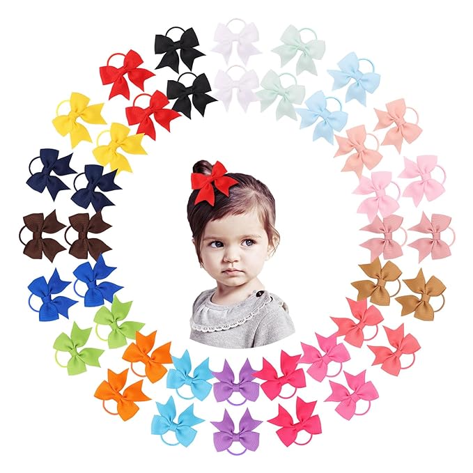A set of two Cute Bow-shaped Elastic Hair Clips for Children. (Orange)