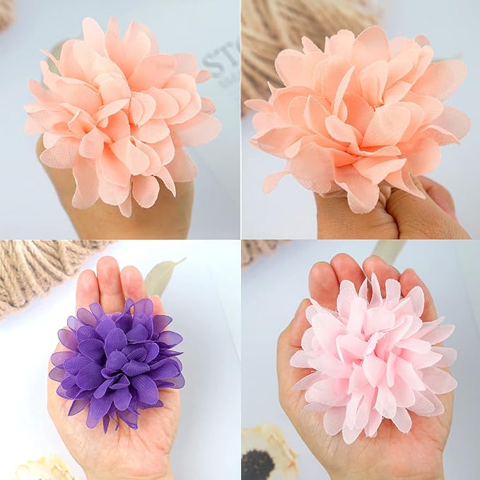 CÉLLOT 18Pcs Baby Girls Headbands Tulle Hair Bows Head Wraps 3inch Chiffon Flowers Bows Soft Stretchy Turban Headbands for Newborn Infant Girls and Toddlers