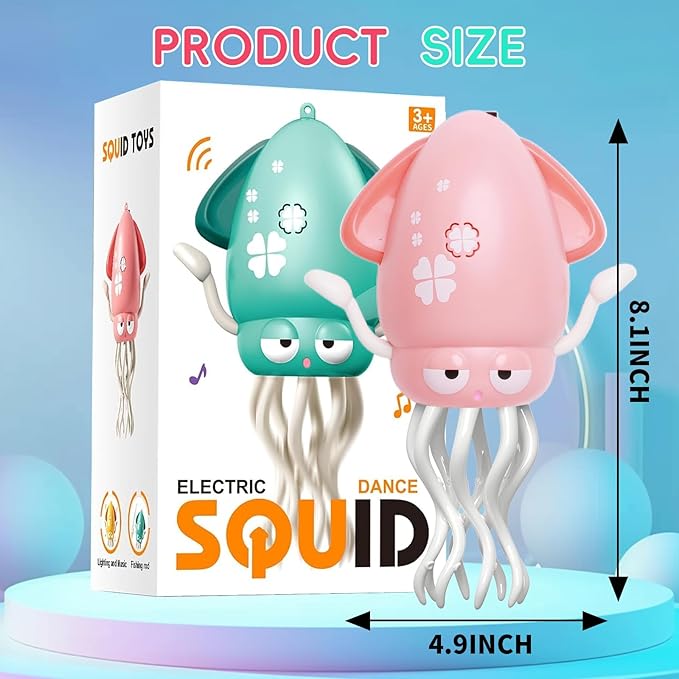 Dyale Dancing Squid Toy, Dancing Music Squid Baby Toys for Ages 3 and Up for Kids,Pink