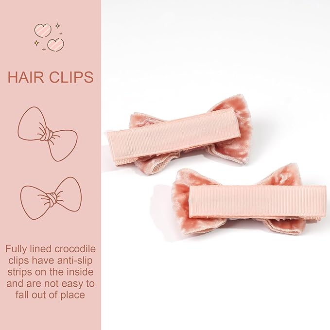 CÉLLOT Baby Bows Velvet Hair Bows with Fully Lined Hair Clips Hair Accessories for Baby Girls Infants and Toddlers